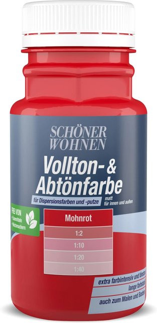 Schöner Wohnen Abtönfarbe Mohnrot Matt, wasserbasierte Dispersionsfarbe für Gipskarton, 0,125 l - Bild 1