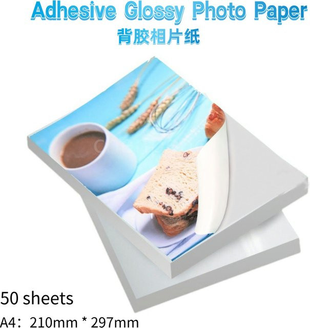 Selbstklebendes glänzendes Fotopapier A4 in Weiß, 50 Blatt wasserfestes Inkjet-Etikettenpapier für DIY-Aufkleber und Farbstofftinten-Drucker - Bild 1