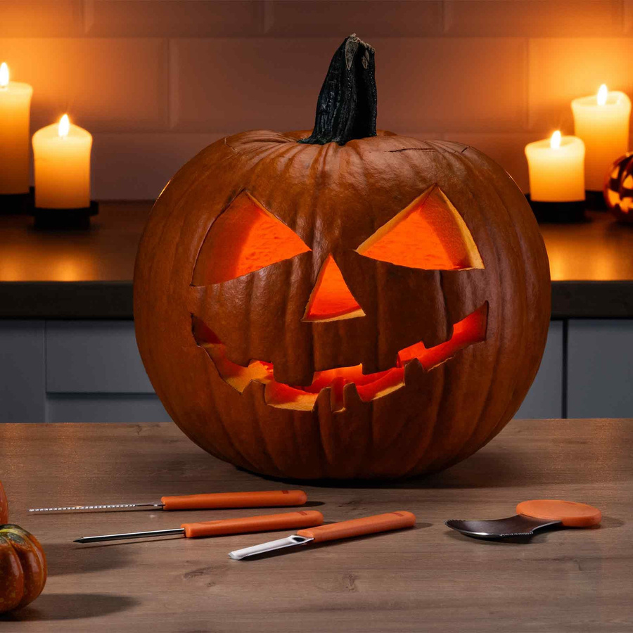 Zenker Happy Halloween Kürbis Schnitz-Set, 4-teilig aus Edelstahl in Orange - Bild 2