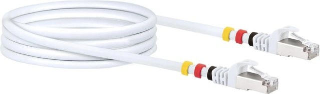 Schwaiger CAT7 S/FTP Ethernet LAN Netzwerkkabel mit Farbclips, Weiß, 5,0 m - Bild 1