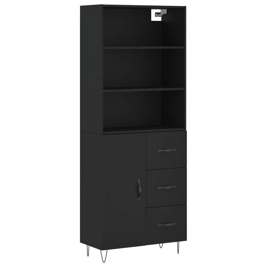 vidaXL Highboard Schwarz aus Holzwerkstoff und Eisen, B/T/H: 69,5 x 34 x 180 cm - Bild 2