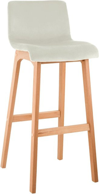 CLP Barhocker Hover mit Lehne aus Holz und Samtbezug in Beige, Sitzhöhe: 77 cm - Bild 1