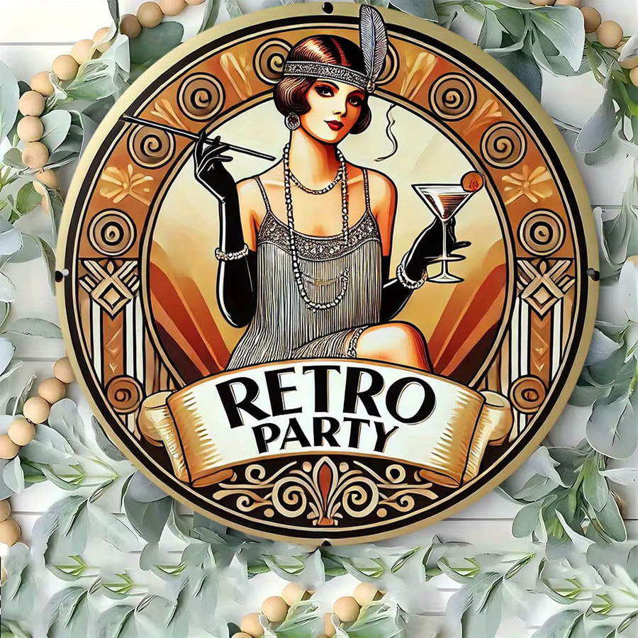 HELLOYOUNG Retro-Metallkranz Wandkunst mit floralem Design, rundes Wandschild in Multicolour, Durchmesser: 20 cm - Bild 3