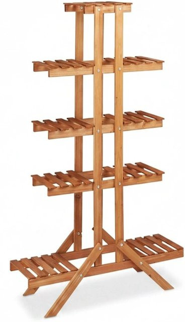 Relaxdays Blumentreppe aus Tannenholz in Honigbraun mit 5 Ebenen, Höhe: 142,5 cm, Breite: 83 cm, Tiefe: 28,5 cm - Bild 1