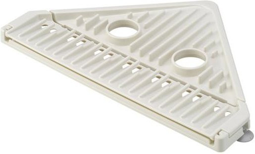 Pavo Eckspüle Caddy Dreieckiges Abtropfgestell und Aufrollbare Abtropfmatte mit Saugknöpfen in Weiß - Bild 1
