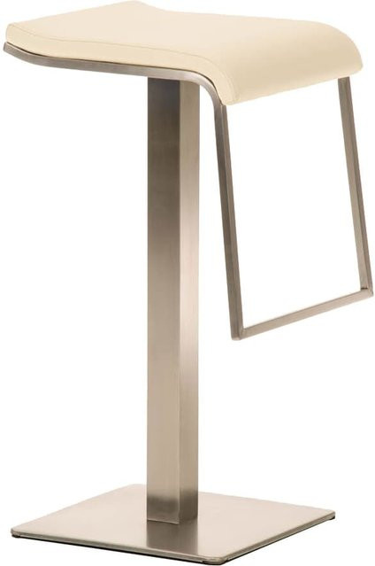 CLP Barhocker Lameng aus Kunstleder in Beige mit Edelstahlgestell und Fußablage - Bild 1