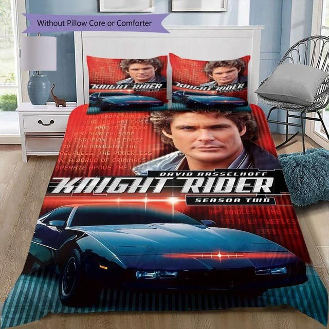 Knight Rider Bettwäsche-Set mit KITT Motiv, weiches Polyester-Bettbezug und Kissenbezüge, Mehrfarbig, B/H: 155 x 200 cm - Bild 1