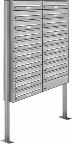 AL Briefkasten Freistehendes Briefkasten-System für 19 Parteien in Silber, B/H/T: 84,6 x 170 x 27,5 cm - Bild 1