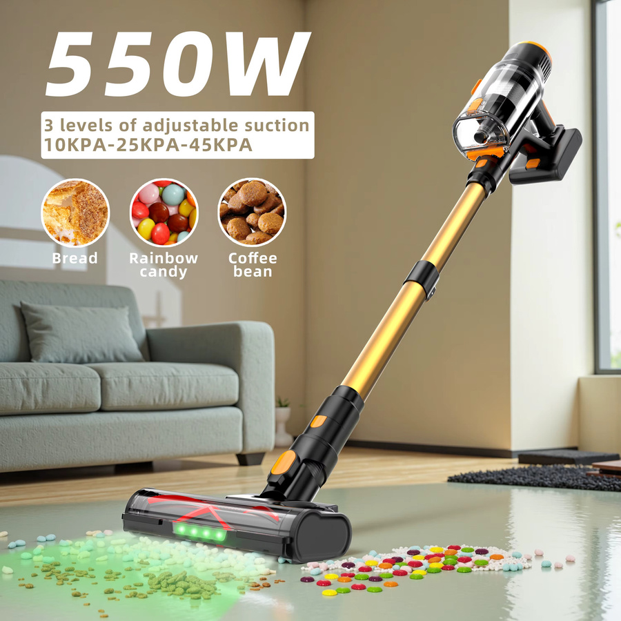 Blossom DSV112A Akku-Staubsauger in Gold mit 550 W, 45000 Pa Saugkraft, 55 Minuten Laufzeit und Touchscreen für Tierhaare und Teppiche - Bild 1