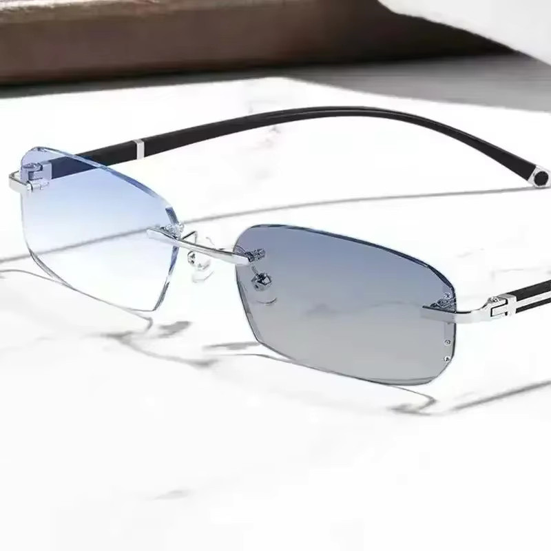 DIXSG Lesebrille, randlos, rechteckig, Metall, Unisex, Blaulichtfilter - Bild 3