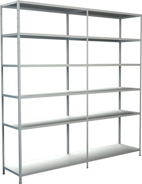 Schulte Regalwelt Steck-Grund-/Anbauregal aus Metall in Weiß, H 230 cm x B 220 cm x T 50 cm - Bild 1
