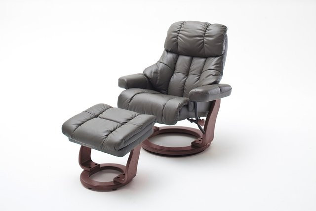 iNNoSeat by MCA CALGARY XXL Relaxer 180 mit Hocker in Walnuss mit Rindsleder und PVC - Bild 1