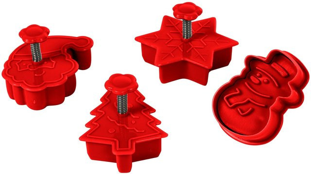 Genialo Motiv-Plätzchenausstecher 3D, 4 Stück, Rot - Bild 1