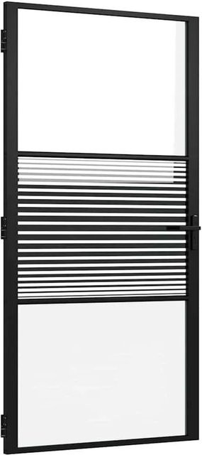 vidaXL Glastür in Schwarz und Transparent mit Aluminiumrahmen, minimalistisches Design, B/T/H: 76 x 3,5 x 201,5 cm - Bild 1