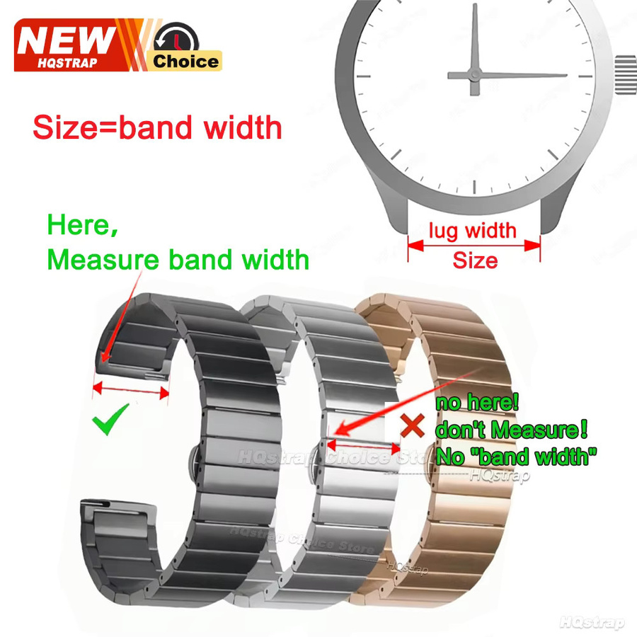 HQstrap Uhrenarmband Edelstahl, Gold, Schmetterlings-Schnalle - Bild 3