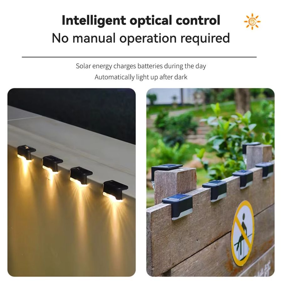XIWANGFIRE Solar-Wegeleuchte mit warmweißer LED für den Außenbereich, wasserdichte Garten-Stufenleuchte und Terrassenbeleuchtung - Bild 2