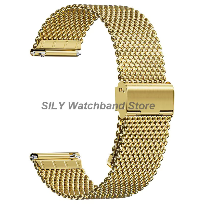 Asukaband Uhrenarmband Milanaise, Edelstahl, Gold, Herren Damen - Bild 2