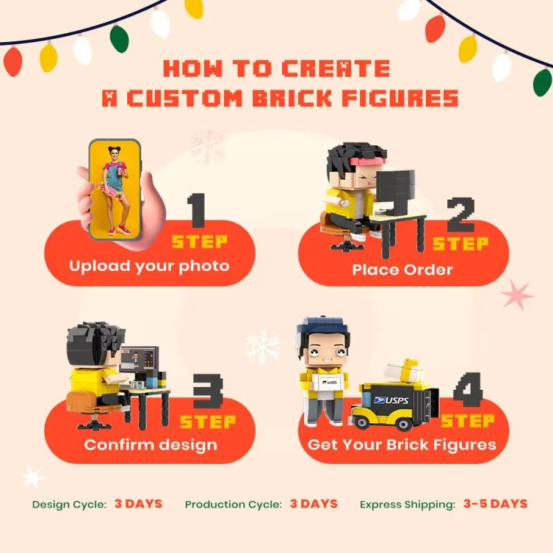 Individuelles Blockporträt GOBRICKS als Ganzkörper-Dekoration mit niedlichen Ziegelfiguren für dein Valentinstagsgeschenk - Bild 2