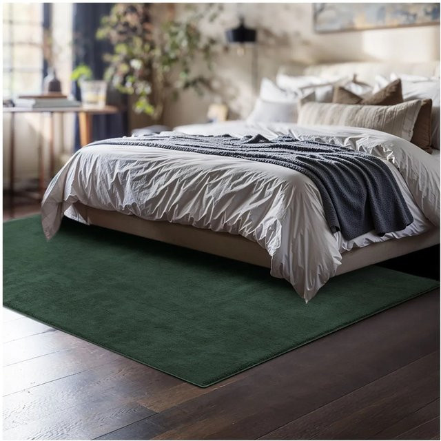 tectake Kurzflorteppich Soft Zone Grün, allergikerfreundlich und rutschfest, B/T/H: 120 x 170 x 1,50 cm - Bild 1