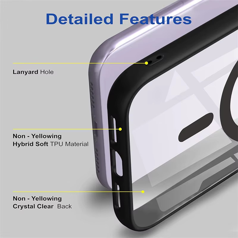 Stoßfeste transparente magnetische MagSafe Handyhülle von OLPAY für iPhone 17 Air, 16, 15, 14, 13, 12 und 11 Pro Max Plus - Bild 5