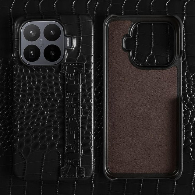 Luxuriöses Echtleder Case mit Krokodilmuster und Handgelenkschlaufe für Xiaomi 17T Pro 15 17 Ultra 15T 14T 13T 12S 15S Pro 12 Lite in Schwarz - Bild 1