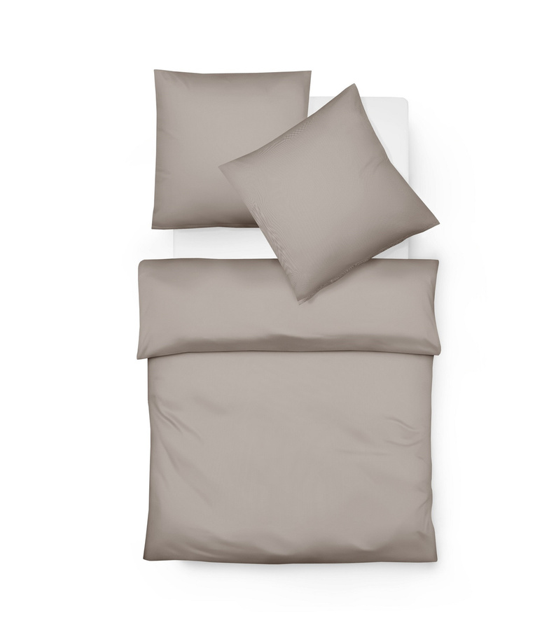 Fleuresse Lech Edelflanell Bettwäsche mit Fischgrätmuster in Taupe, bestehend aus Bettbezug und Kissenbezug, B/H: 135 x 200 cm, Kissen: 80 x 80 cm - Bild 1