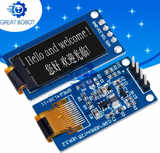 Baishundianzi OLED-Display 0,96 Zoll mit hochkontrastem LCD-Modul, Auflösung 64 x 128, SSD1107-Treiber, vertikaler Bildschirm, Farbe Blau, passend für Arduino - Bild 1