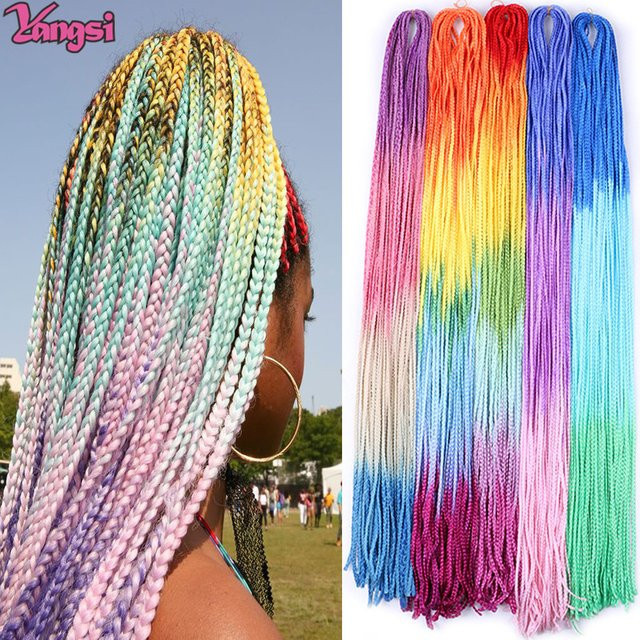 Full Star Haarverlängerung Box Braids Kunsthaar, Schwarz Ombre 613 Blonde Rosa, Damen - Bild 1