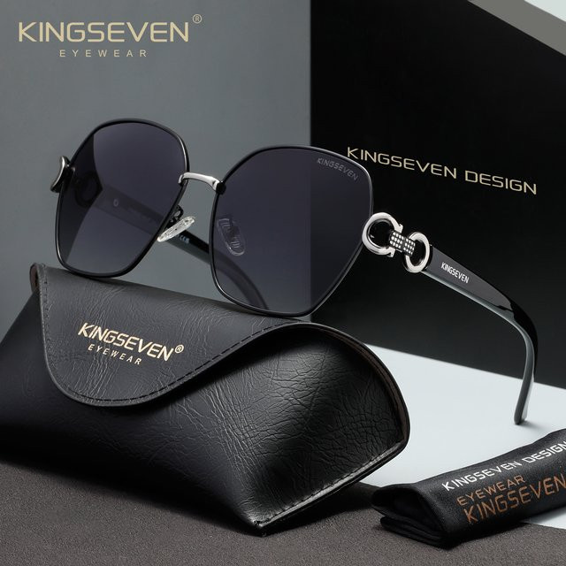 KINGSEVEN Sonnenbrille, Damen, Quadrat, schwarz, polarisiert - Bild 1