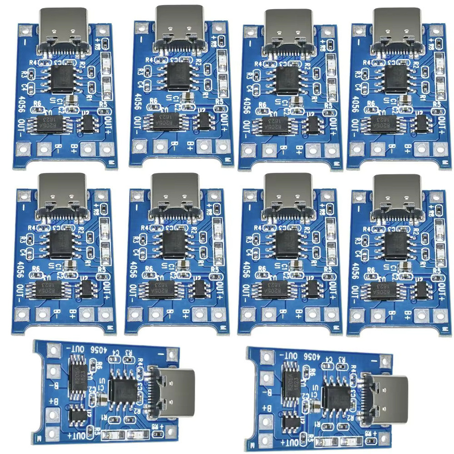 10er Set TP4056 Lithium-Batterie-Ladegerät Modul mit USB-C Anschluss und Schutzfunktion für 18650 Li-Ion Akkus in Blau - Bild 3