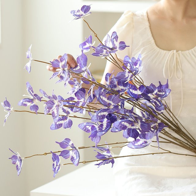 MENGHAO Künstliches Schmetterlings-Blumenbouquet in Lila für Garten, Hochzeit und Wohnkultur, Höhe: 112 cm - Bild 1