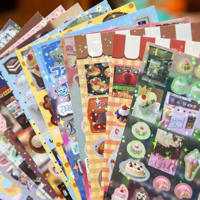 mr.paper Japanisches Sweet Food Star Glitzerfolien-Stickerbuch in Multicolour für Collage-Kunst und Schreibwaren-Dekoration - Bild 2