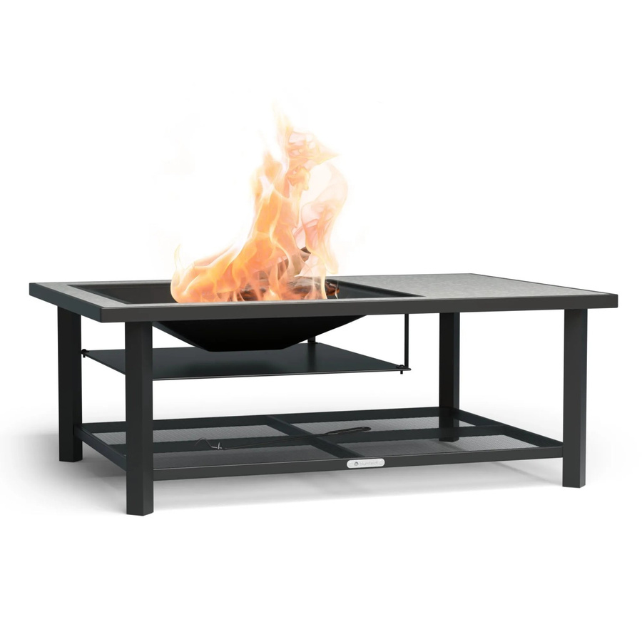 Blumfeldt Merano Avanzato L 3-in-1 Feuerschale mit Grillfunktion und Tischnutzung, Steingrau, B: 122 cm, H: 40 cm, T: 87 cm - Bild 2