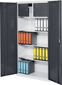 Kappes Systemschrank Serie 500 aus Stahlblech mit Privatfach und Scharniertüren in Grau, B/T/H: 100 x 50 x 195 cm - Bild 1