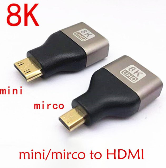 FRHY HDMI-Adapter Mini Micro auf HDMI Konverter in Schwarz für Kamera, Laptop, PS5 und Monitor, unterstützt 8K 60Hz und 4K 144Hz - Bild 1