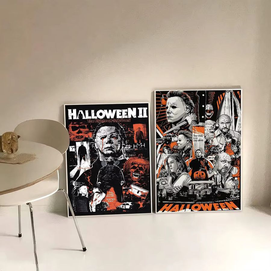Vintage Horrorfilm Poster Michael Myers Halloween Kunstwerk von Potdemiel in Weiß - Bild 2