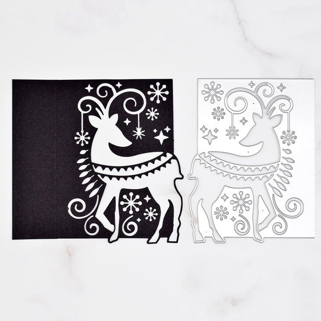 Metall Schneidestempel Hirsch Elch für Scrapbooking und Bastelarbeiten in Silber - Bild 1