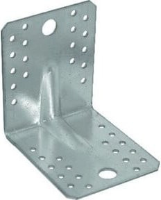 domax Winkelverbinder aus verzinktem Stahl ohne Sicke, Farbe: Silber, B/H/T: 90 x 90 x 65 mm, Materialstärke: 2,5 mm - Bild 1