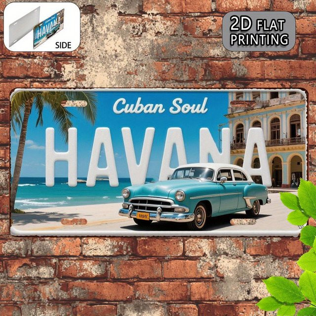 CIFBUY Vintage Metall-Nummernschild Havanna Kuba Retro Wanddekoration in Multicolour - Bild 1