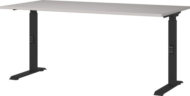 KADIMA DESIGN Schreibtisch Stuttgart höheneinstellbar mechanisch mit C-Fuß, Kaschmir/Schwarz, B/T/H: 160 x 80 x 68-91 cm - Bild 1