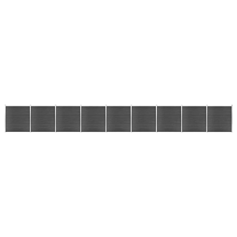 vidaXL Zaunelement Set WPC in Schwarz aus Holz-Kunststoff-Verbundwerkstoff, Aluminium und Stahl, B/H: 1564 x 186 cm - Bild 2
