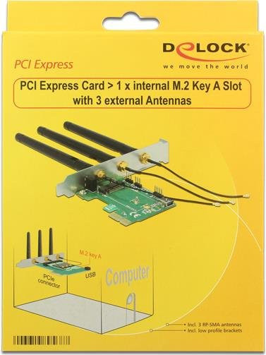 Delock 89568 PCI-Express Karte mit 1 x internem M.2 Key A Slot für Bluetooth, NFC und Ethernet/LAN in Schwarz - Bild 2