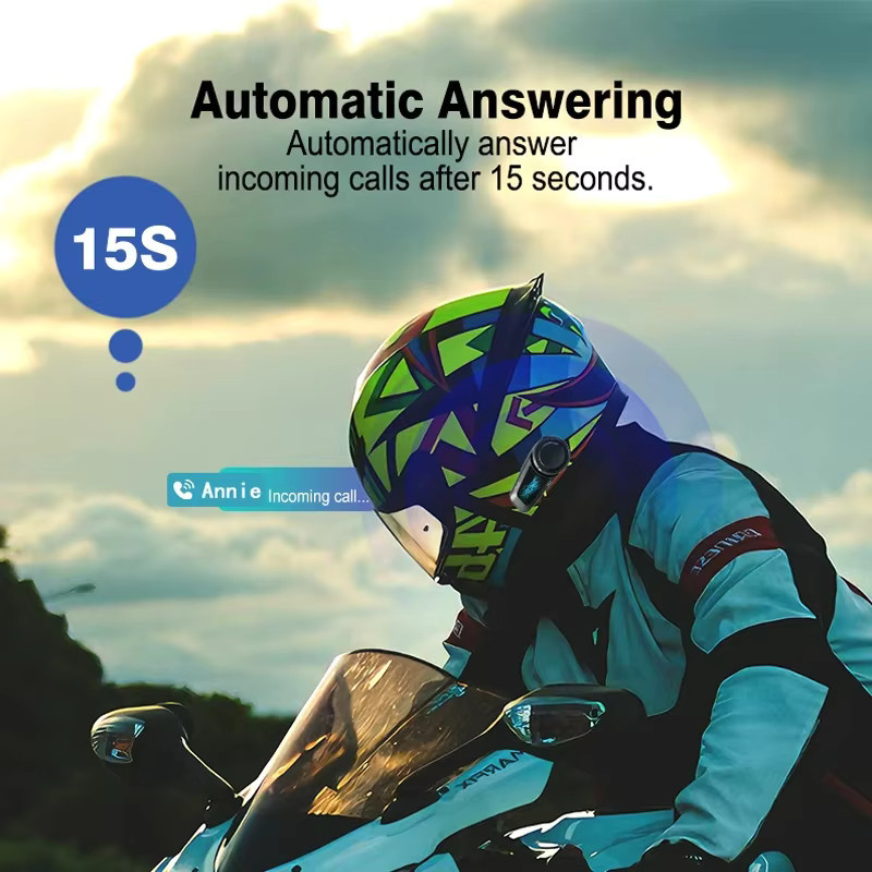 Maxto M2S Motorradhelm-Intercom Bluetooth-Headset mit Geräuschunterdrückung und Musikplayer in Schwarz, IP67 wasserdicht - Bild 4