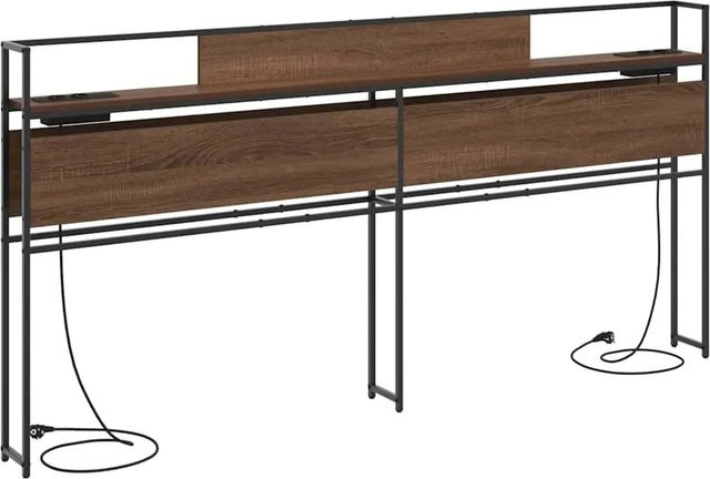 vidaXL Stauraum-Kopfteil in Eichen-Optik Braun mit integriertem Regal und USB-Ladeport aus Holzwerkstoff - Bild 1