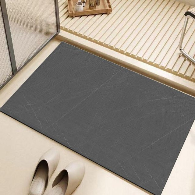 Saugfähige Badezimmer-Bodenmatte von Yiran Furniture in Grau, rutschfeste und schnell trocknende Toiletten-Fußmatte aus Polyester, B/B: 40 x 60 cm - Bild 1