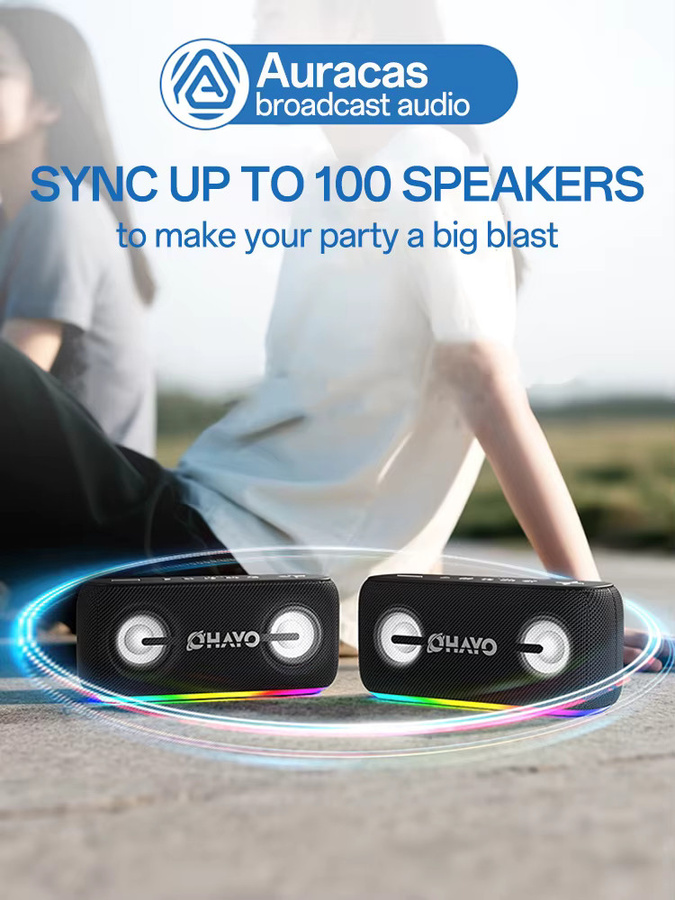 OHAYO Bluetooth-Lautsprecher in Schwarz mit 60 W Leistung, wasserdichter tragbarer Lautsprecher mit Extra Bass für Strandpartys - Bild 4