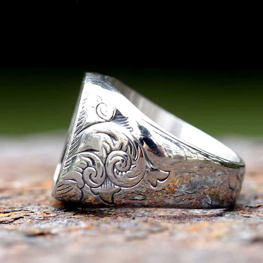 Ring Edelstahl, Silber, Herren, Quadratische Form - Bild 2