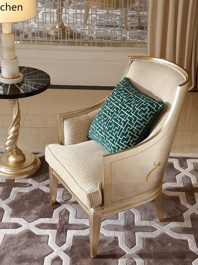 ZMLcourt Einzelsofa aus massivem Holz mit beige farbenem Flanell-Bezug im klassischen Design mit Armlehnen - Bild 2