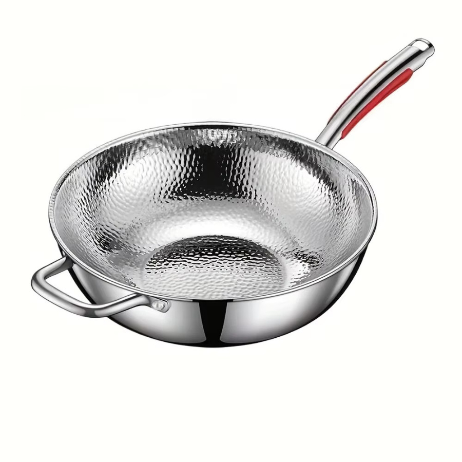 FEB.WIND Edelstahl Wok in Silber, unbeschichtete Bratpfanne mit flachem Boden - Bild 4