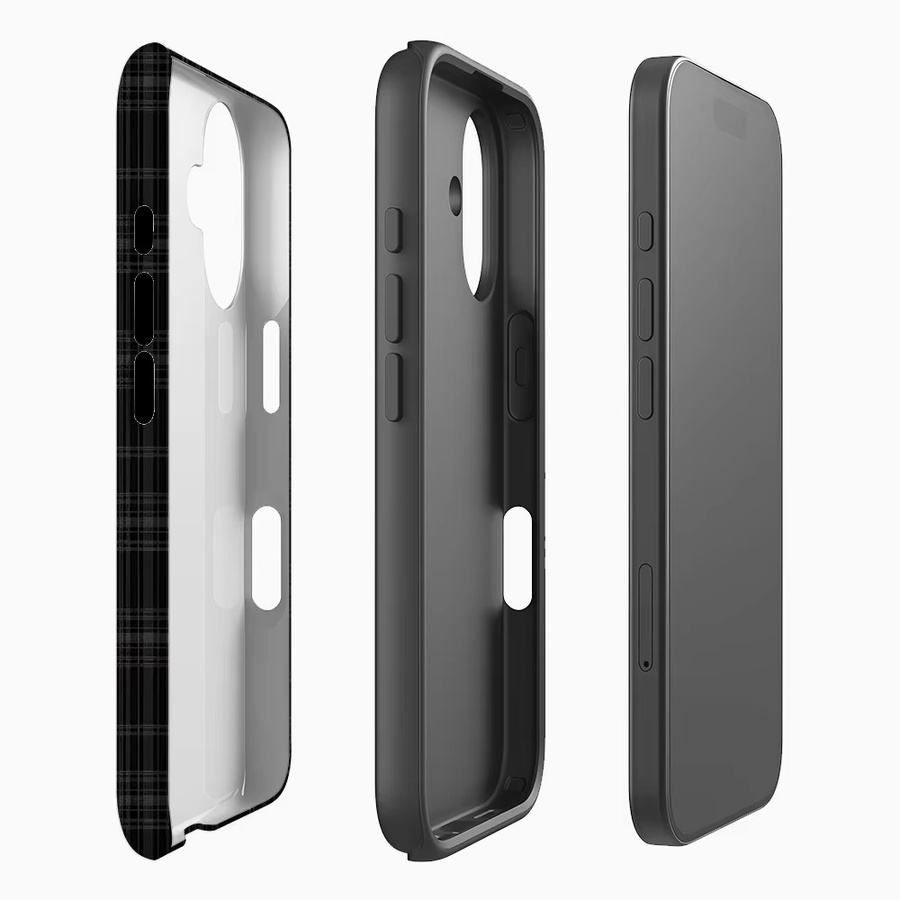 Potdemiel Robuste Karierte Handyhülle für iPhone 17 16 15 14 13 Pro Max Plus mit Magnetfunktion in Schwarz - Bild 1